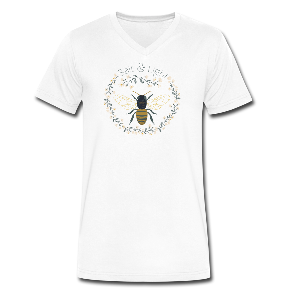 Bee Salt & Light - Men's V-Neck T-Shirt - white