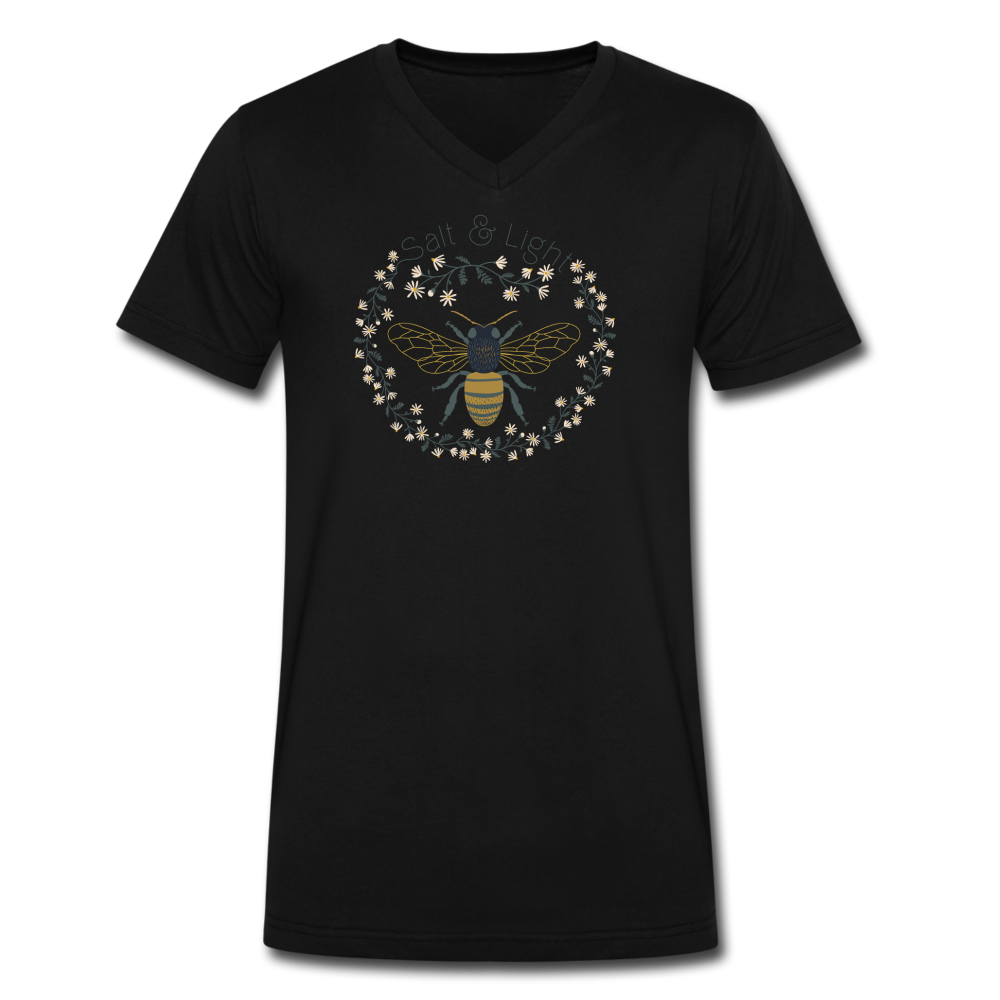 Bee Salt & Light - Men's V-Neck T-Shirt - black