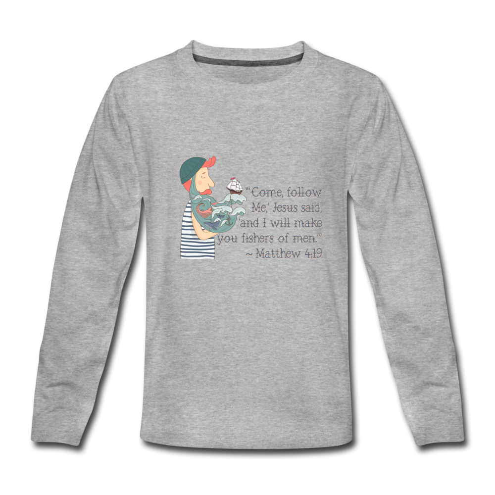 Fishers of Men - Kids' Premium Long Sleeve T-Shirt - heather gray
