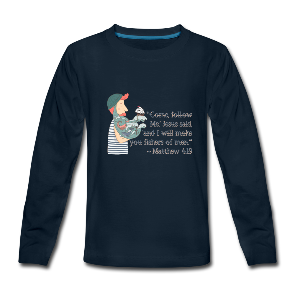 Fishers of Men - Kids' Premium Long Sleeve T-Shirt - deep navy