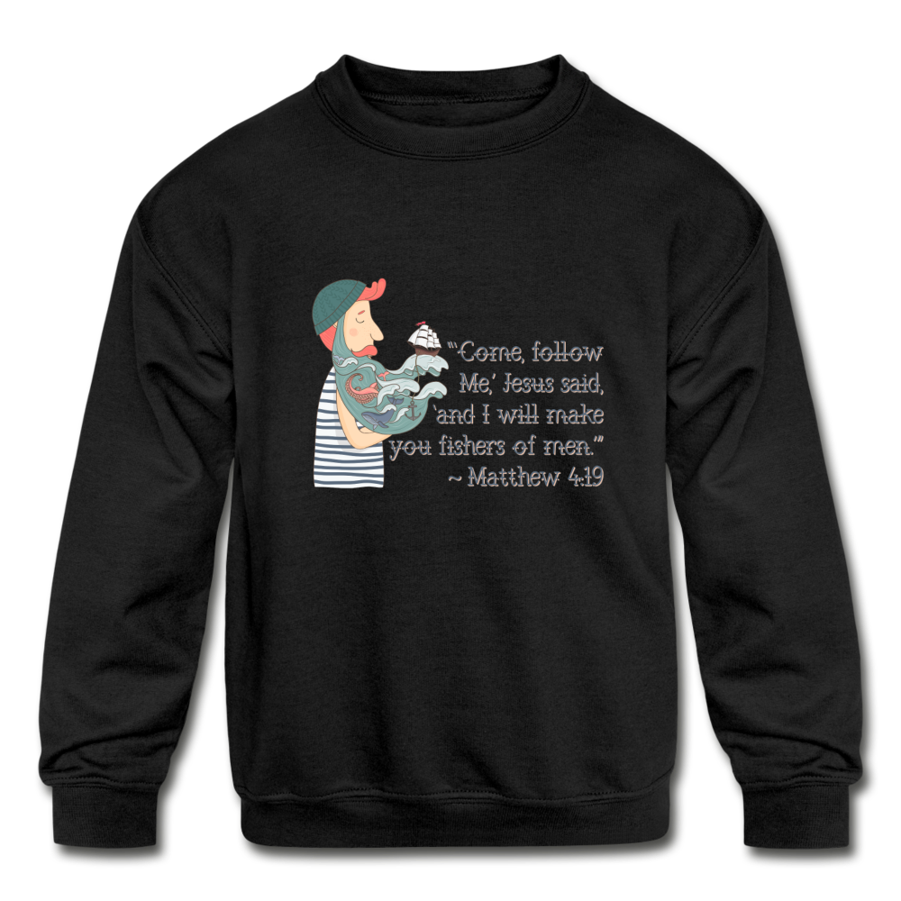 Fishers of Men - Kids' Crewneck Sweatshirt - black