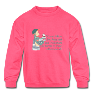 Fishers of Men - Kids' Crewneck Sweatshirt - neon pink