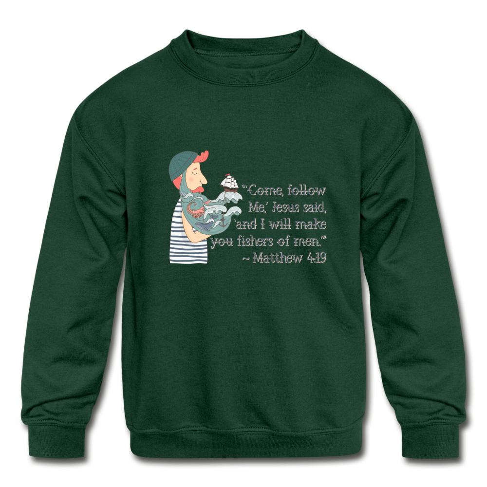 Fishers of Men - Kids' Crewneck Sweatshirt - forest green