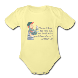 Fishers of Men - Organic Short Sleeve Baby Bodysuit - washed yellow