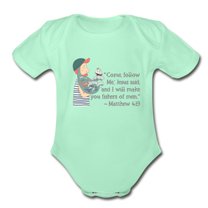 Fishers of Men - Organic Short Sleeve Baby Bodysuit - light mint