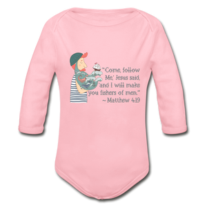 Fishers of Men - Organic Long Sleeve Baby Bodysuit - light pink