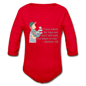 Fishers of Men - Organic Long Sleeve Baby Bodysuit - red