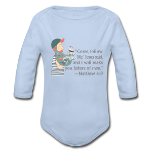 Fishers of Men - Organic Long Sleeve Baby Bodysuit - sky