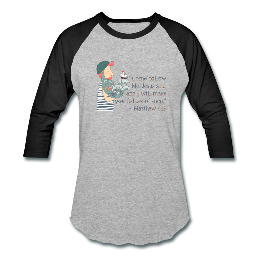 Fishers of Men - Baseball T-Shirt - heather gray/black