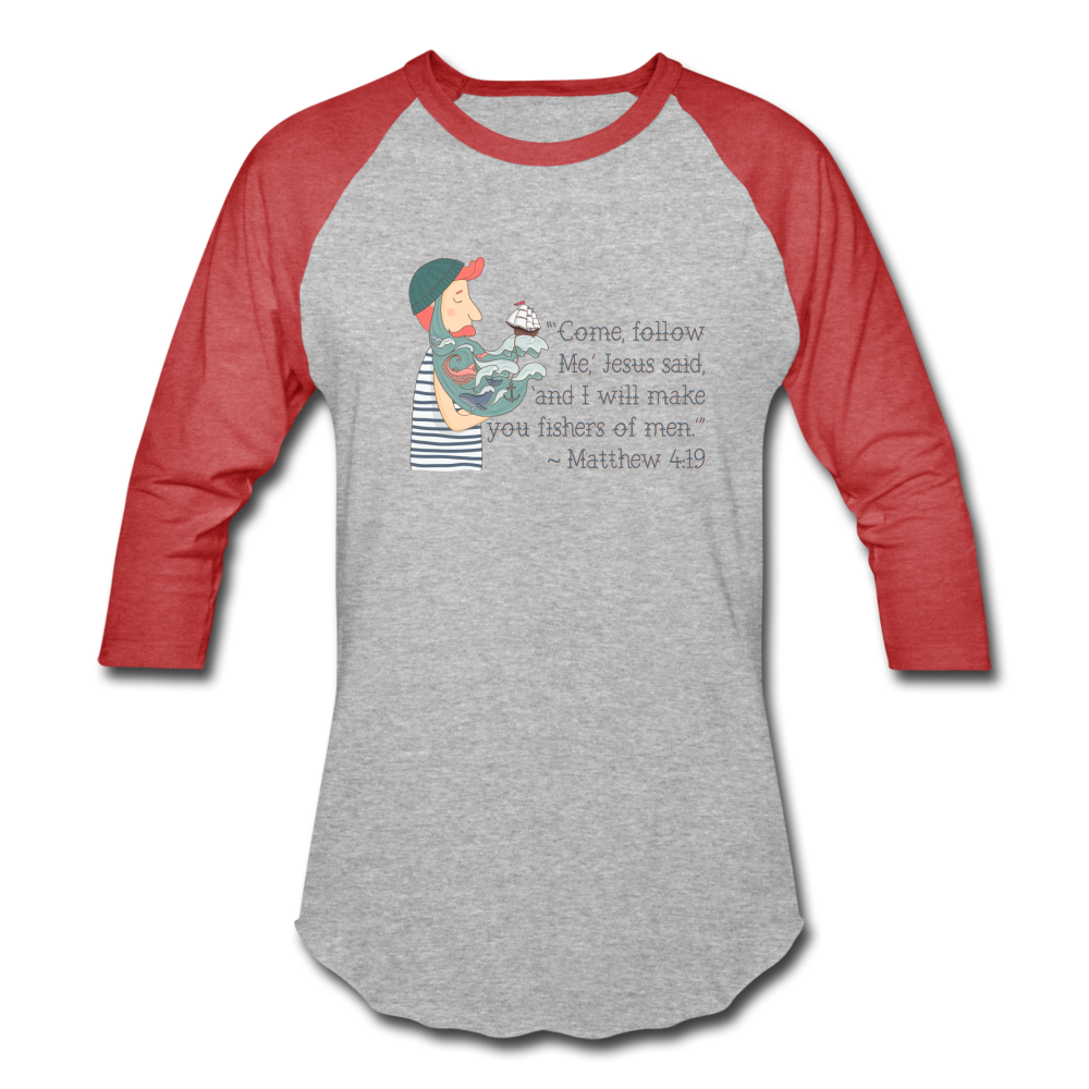 Fishers of Men - Baseball T-Shirt - heather gray/red