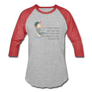 Fishers of Men - Baseball T-Shirt - heather gray/red