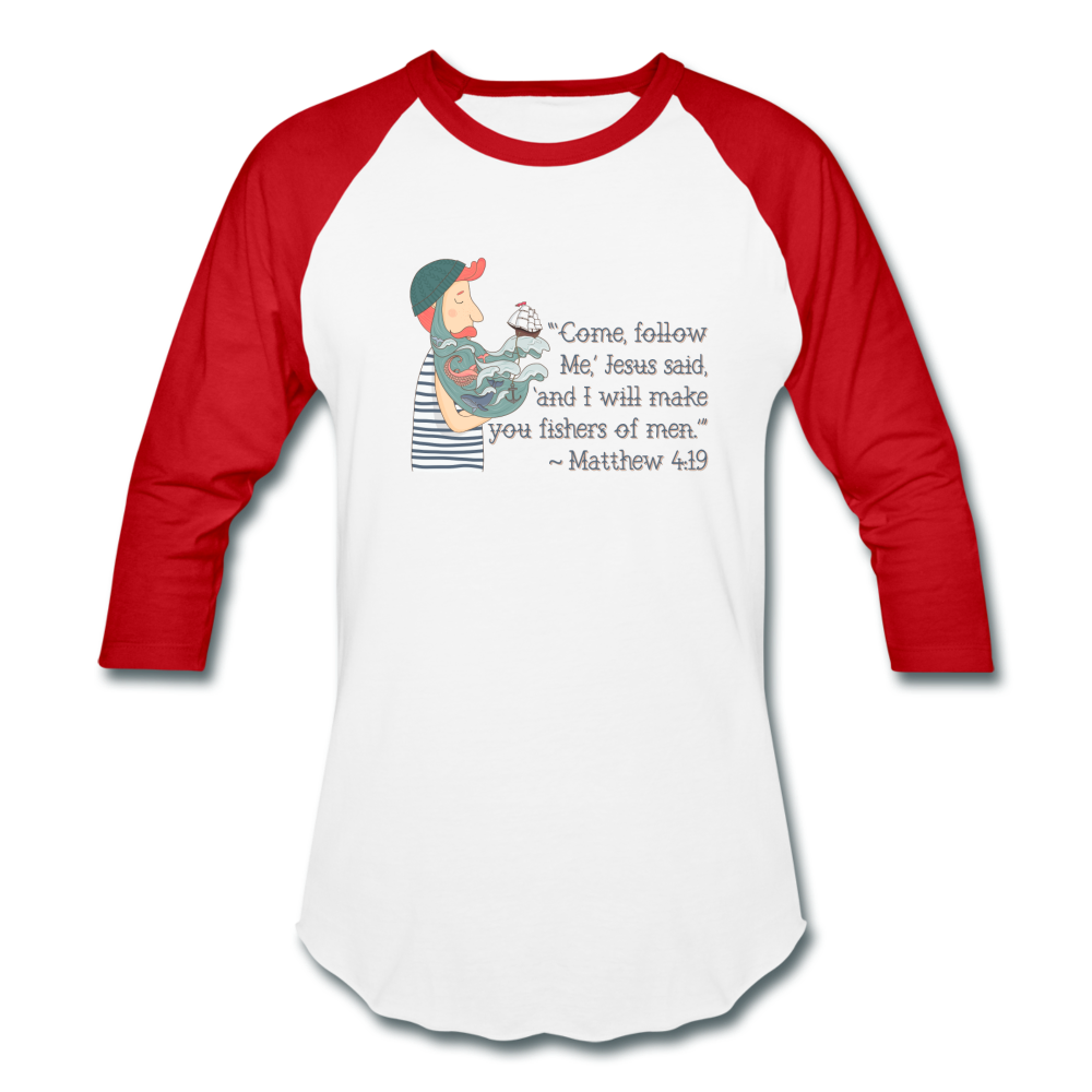 Fishers of Men - Baseball T-Shirt - white/red