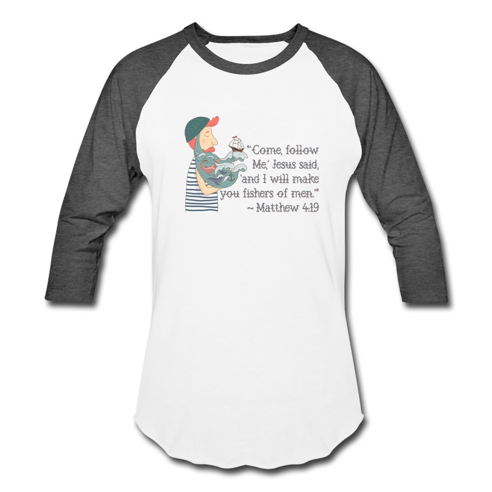Fishers of Men - Baseball T-Shirt - white/charcoal