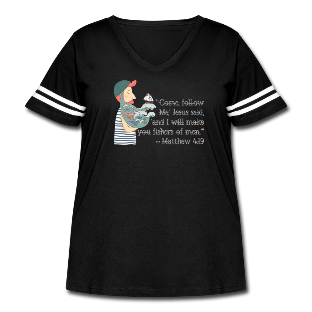 Fishers of Men - Women's Curvy Vintage Sport T-Shirt - black/white