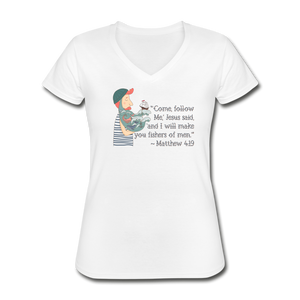 Fishers of Men - Women's V-Neck T-Shirt - white