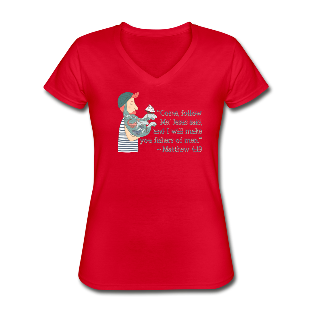 Fishers of Men - Women's V-Neck T-Shirt - red