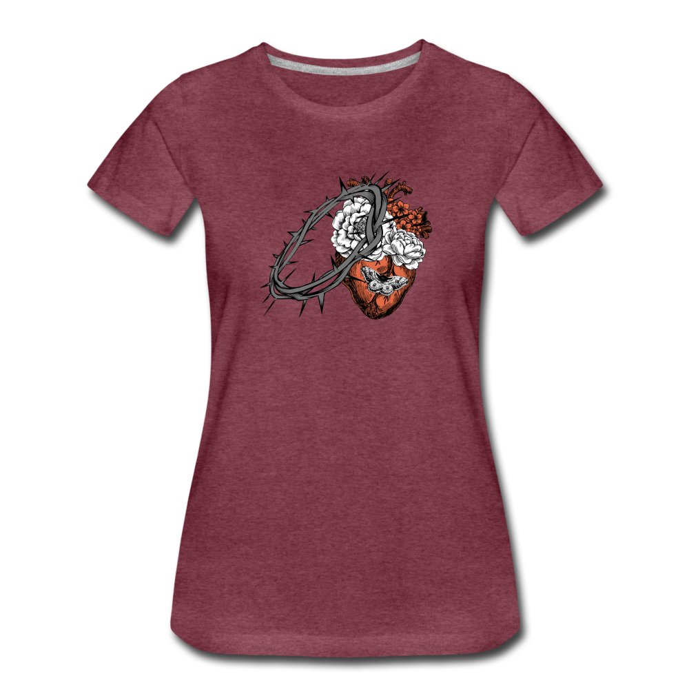 Heart for the Savior - Women’s Premium T-Shirt - heather burgundy