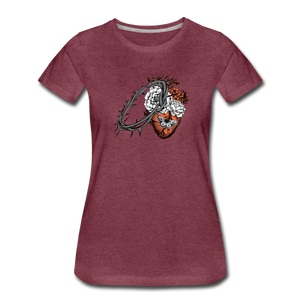 Heart for the Savior - Women’s Premium T-Shirt - heather burgundy