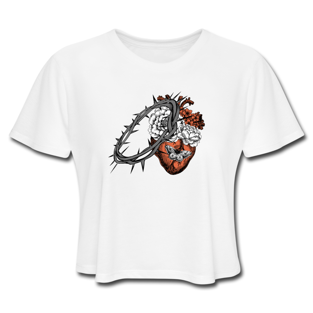 Heart for the Savior - Women's Cropped T-Shirt - white