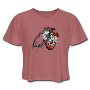 Heart for the Savior - Women's Cropped T-Shirt - mauve