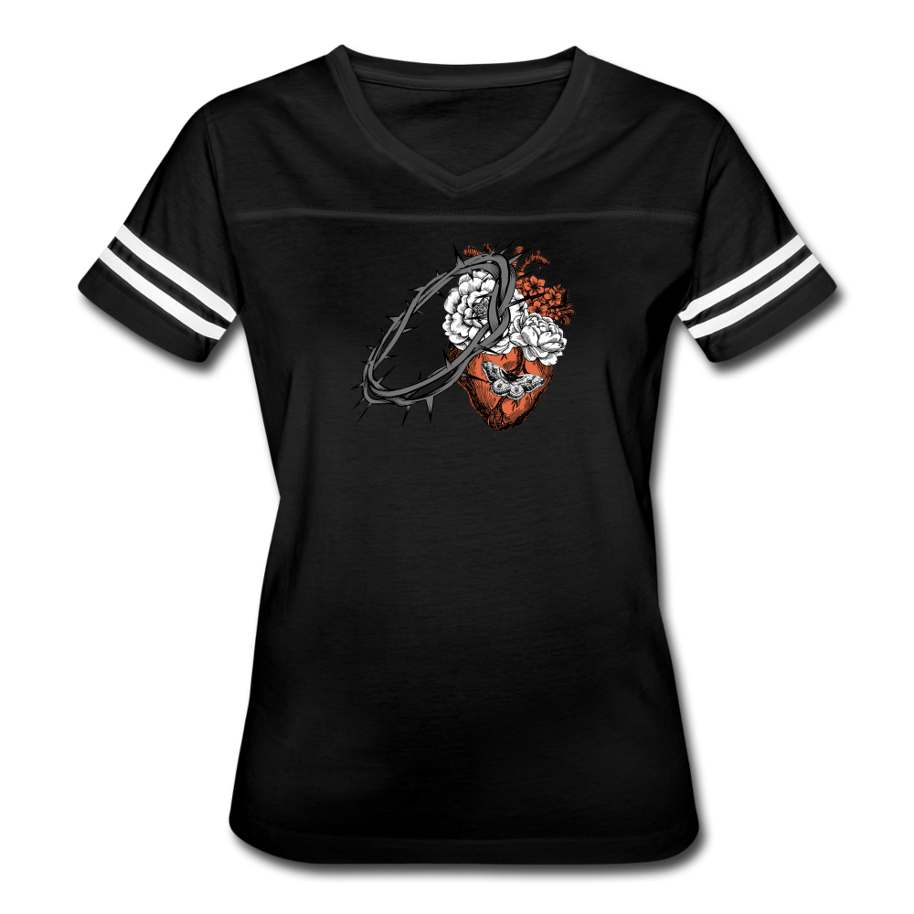 Heart for the Savior - Women’s Vintage Sport T-Shirt - black/white