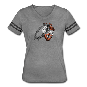 Heart for the Savior - Women’s Vintage Sport T-Shirt - heather gray/charcoal