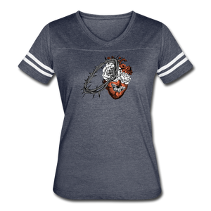 Heart for the Savior - Women’s Vintage Sport T-Shirt - vintage navy/white
