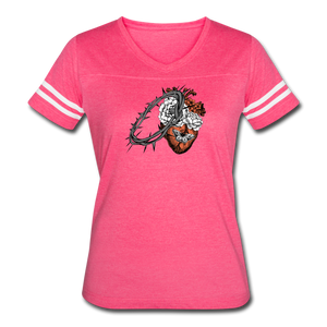 Heart for the Savior - Women’s Vintage Sport T-Shirt - vintage pink/white