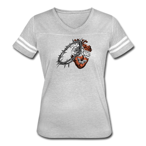 Heart for the Savior - Women’s Vintage Sport T-Shirt - heather gray/white