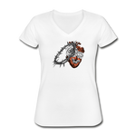 Heart for the Savior - Women's V-Neck T-Shirt - white