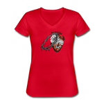 Heart for the Savior - Women's V-Neck T-Shirt - red