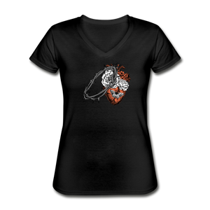 Heart for the Savior - Women's V-Neck T-Shirt - black