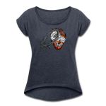 Heart for the Savior - Women's Roll Cuff T-Shirt - navy heather