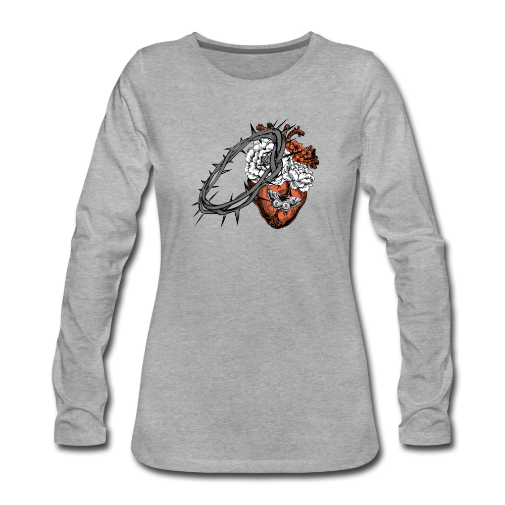 Heart for the Savior - Women's Premium Long Sleeve T-Shirt - heather gray