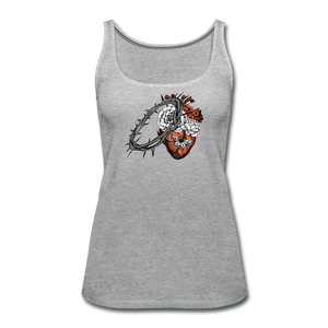 Heart for the Savior - Women’s Premium Tank Top - heather gray
