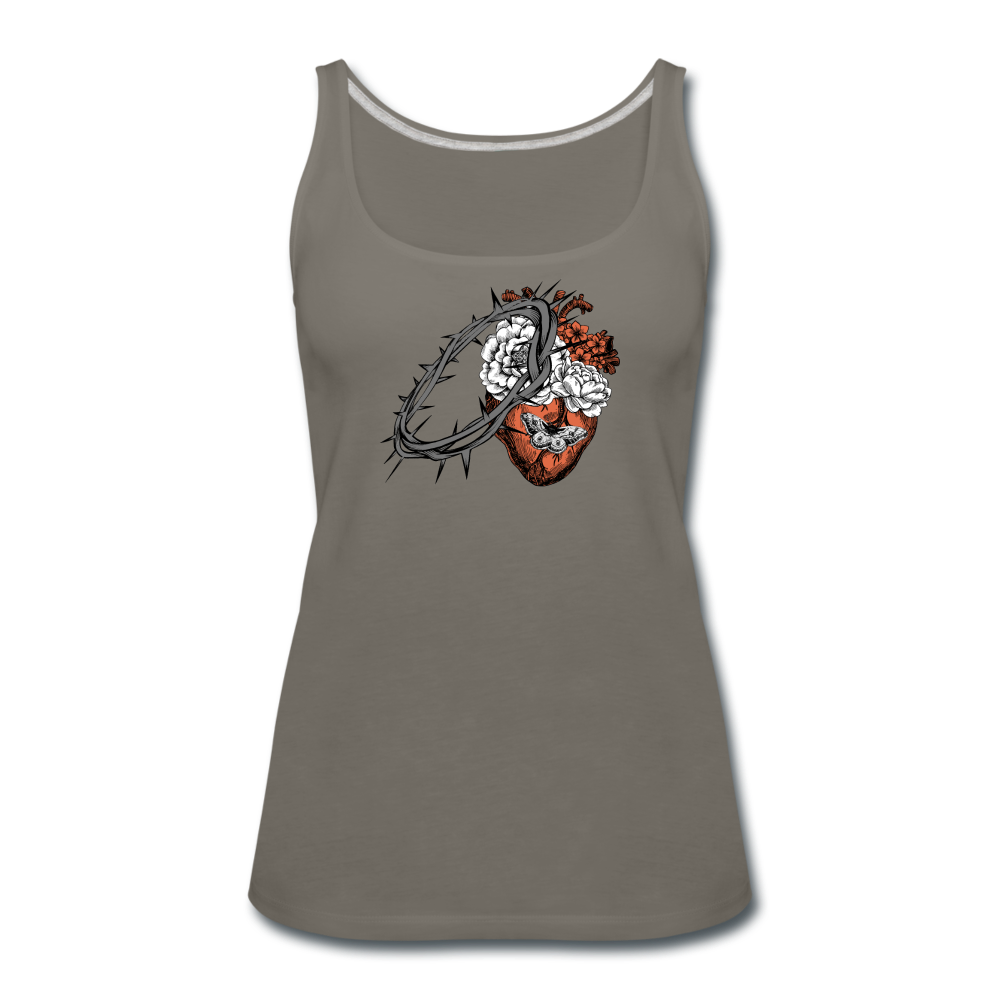 Heart for the Savior - Women’s Premium Tank Top - asphalt gray