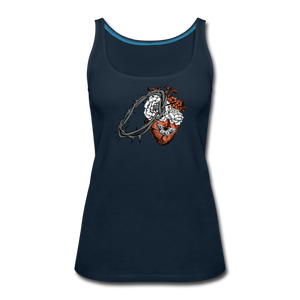 Heart for the Savior - Women’s Premium Tank Top - deep navy