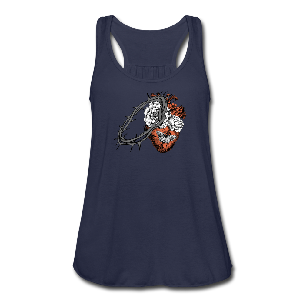 Heart for the Savior - Women's Flowy Tank Top - navy