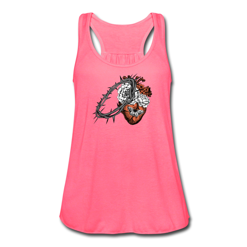 Heart for the Savior - Women's Flowy Tank Top - neon pink