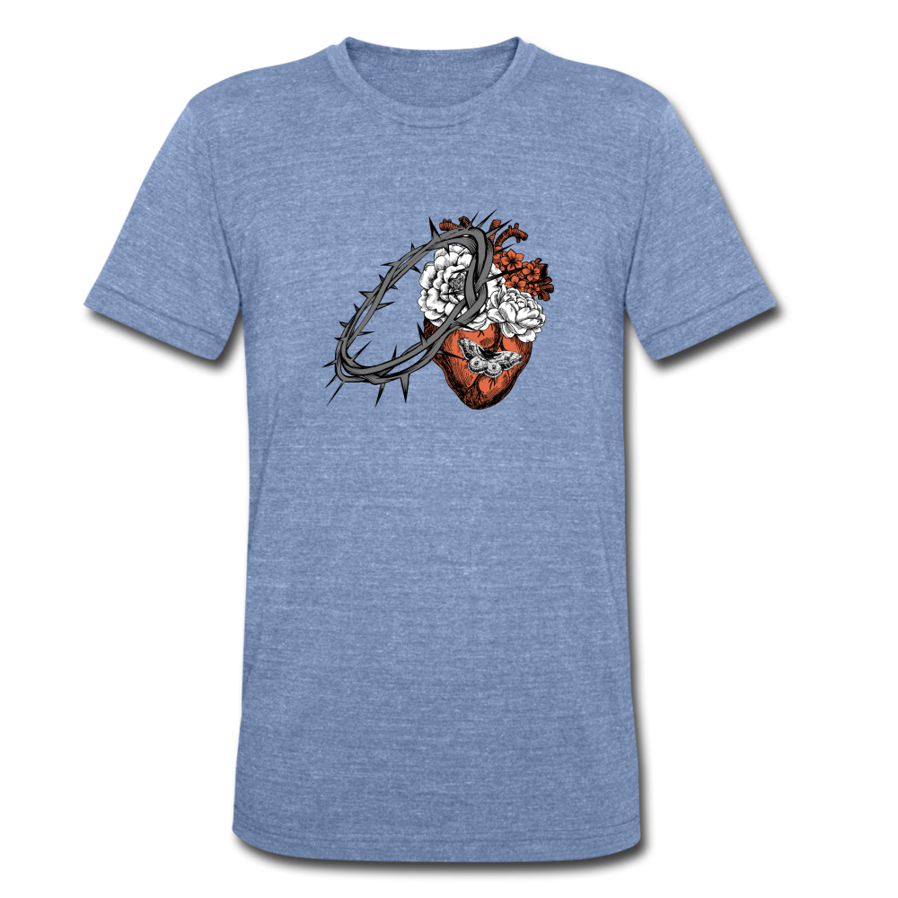 Heart for the Savior - Unisex Tri-Blend T-Shirt - heather Blue