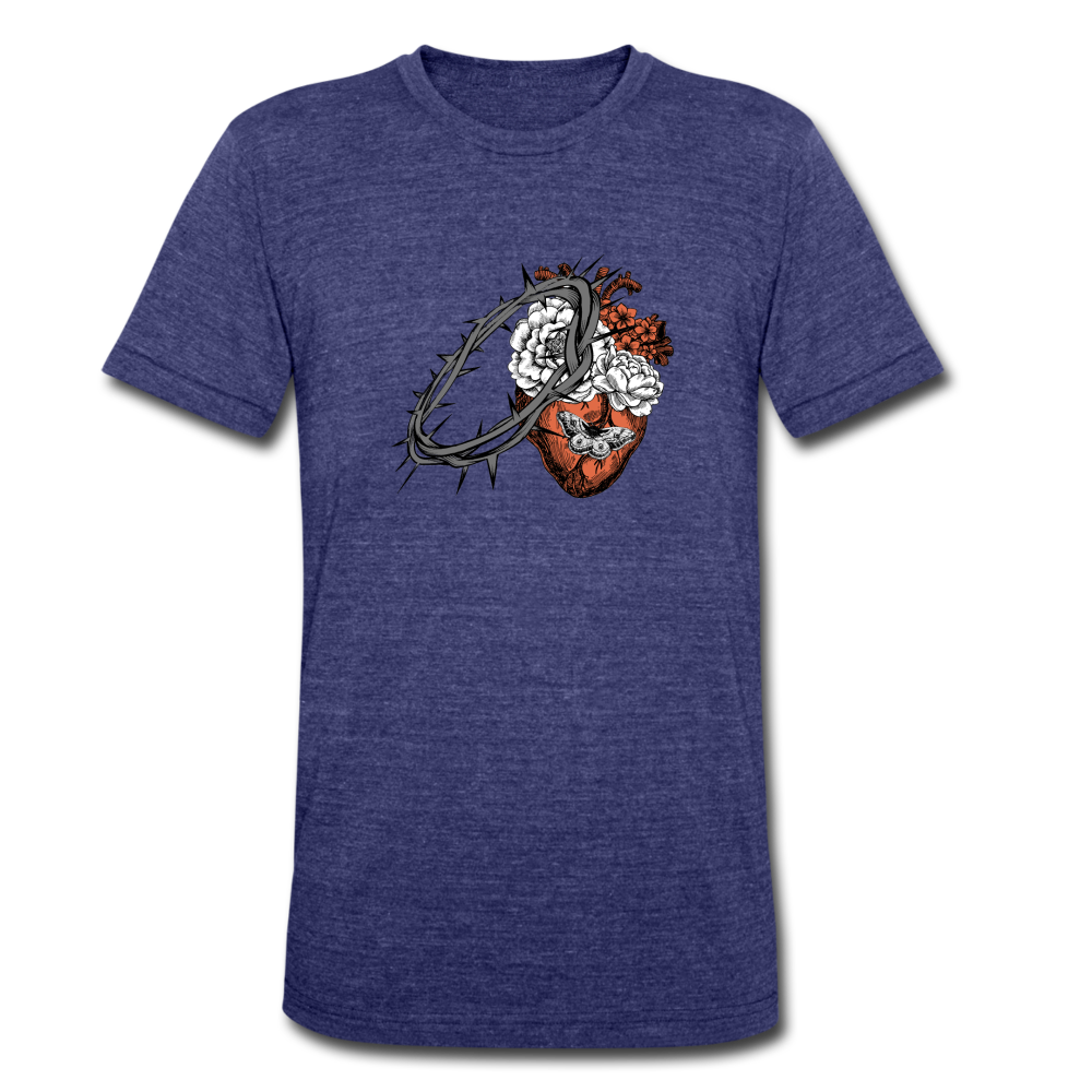 Heart for the Savior - Unisex Tri-Blend T-Shirt - heather indigo