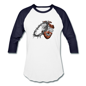 Heart for the Savior - Baseball T-Shirt - white/navy