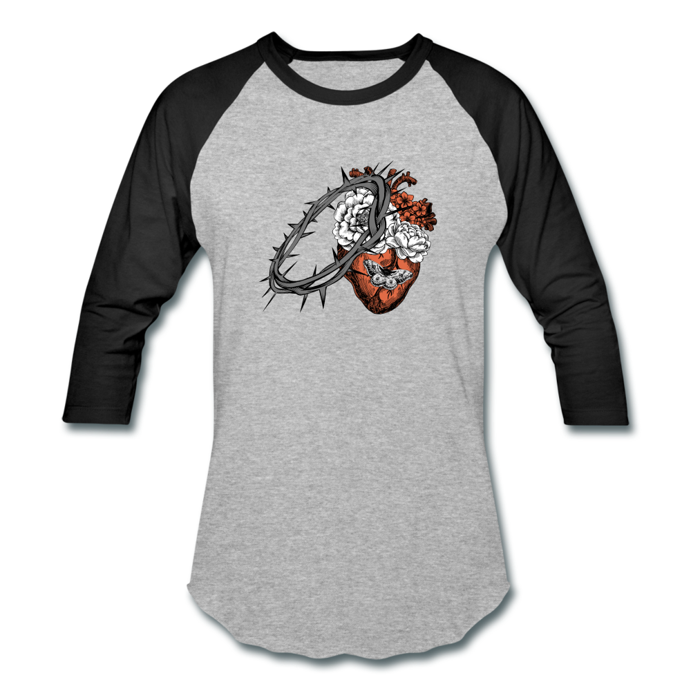 Heart for the Savior - Baseball T-Shirt - heather gray/black