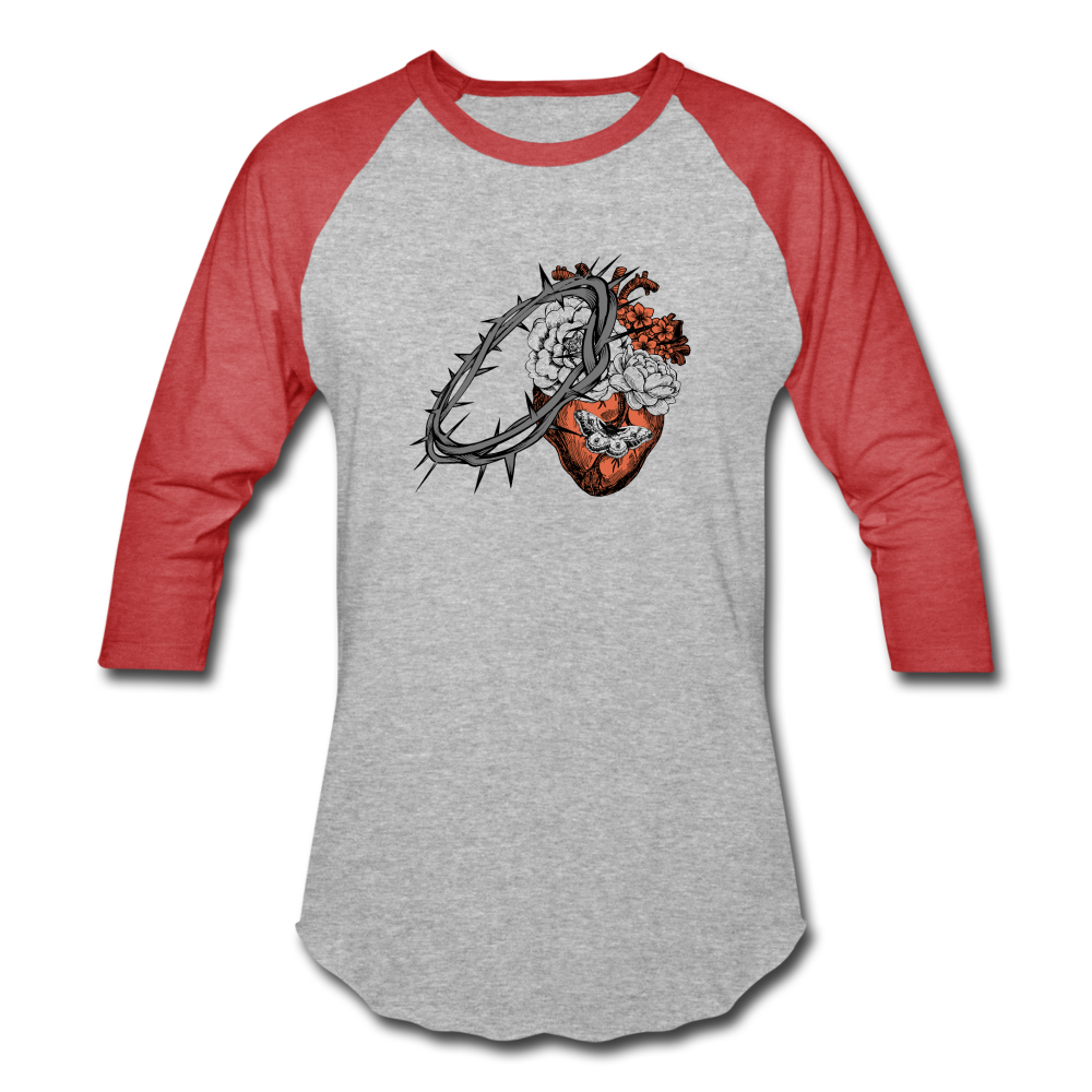 Heart for the Savior - Baseball T-Shirt - heather gray/red