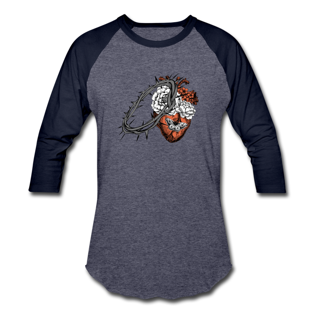 Heart for the Savior - Baseball T-Shirt - heather blue/navy