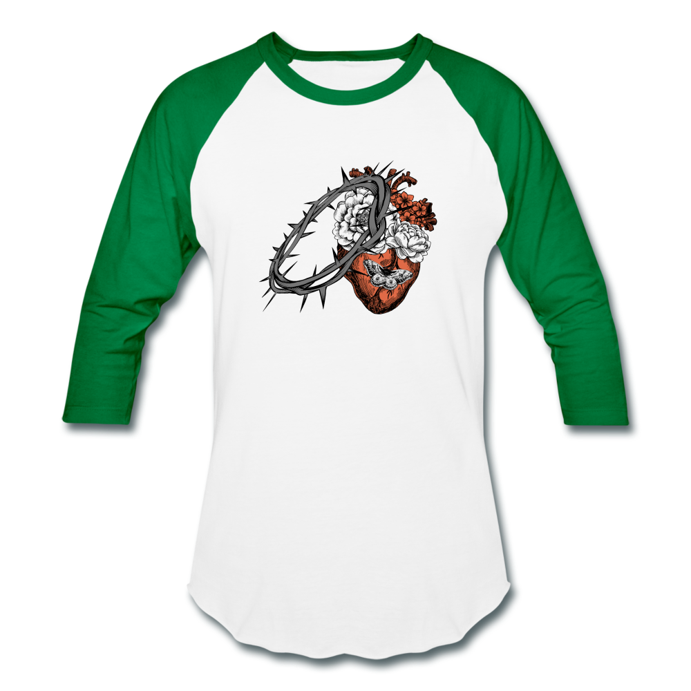 Heart for the Savior - Baseball T-Shirt - white/kelly green