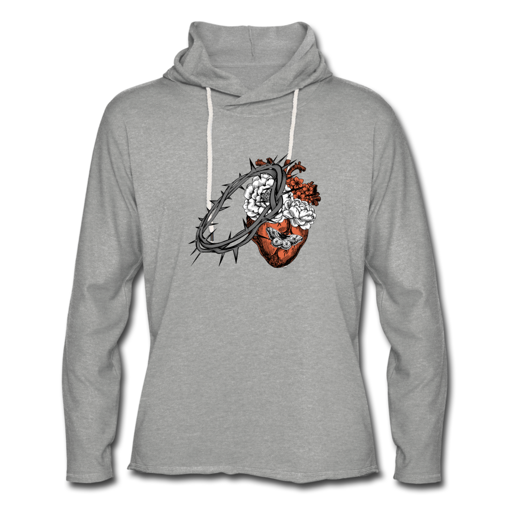Heart for the Savior - Unisex Lightweight Terry Hoodie - heather gray