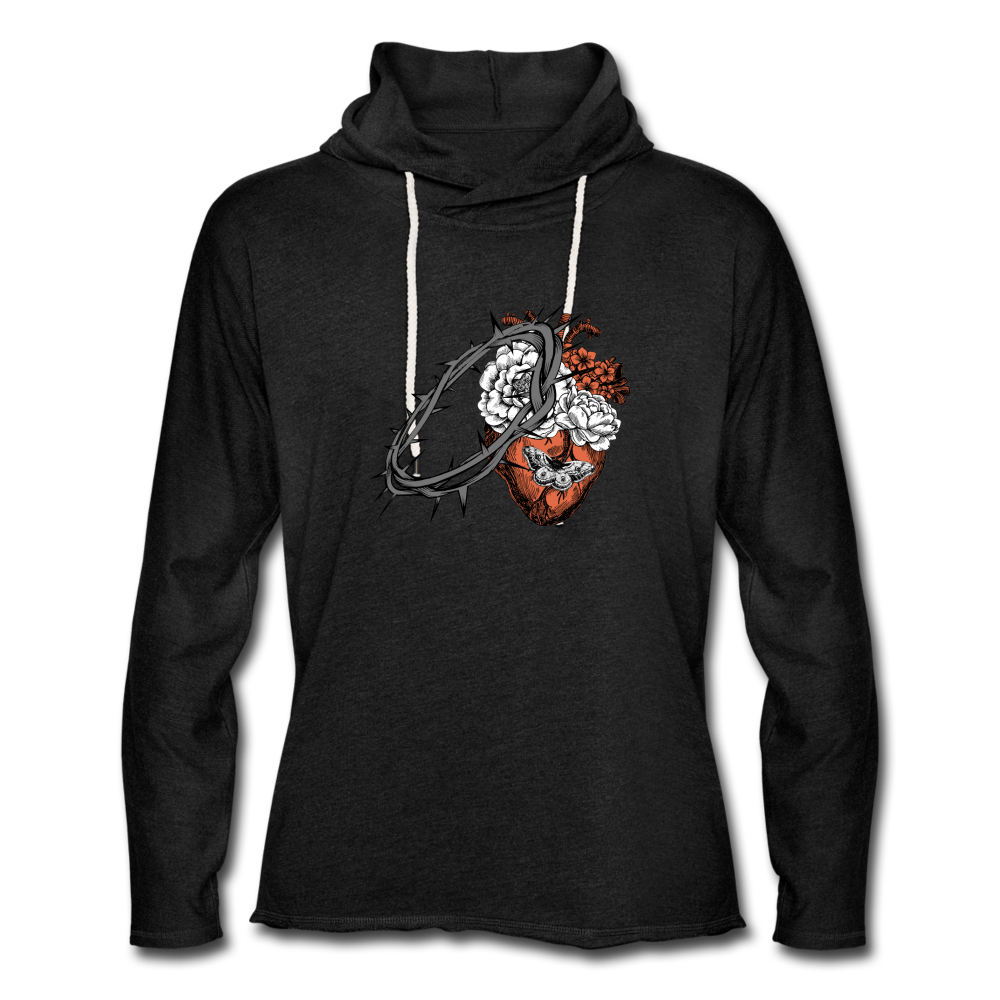 Heart for the Savior - Unisex Lightweight Terry Hoodie - charcoal gray
