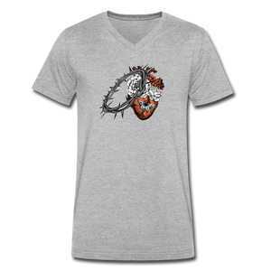 Heart for the Savior - Men's V-Neck T-Shirt - heather gray