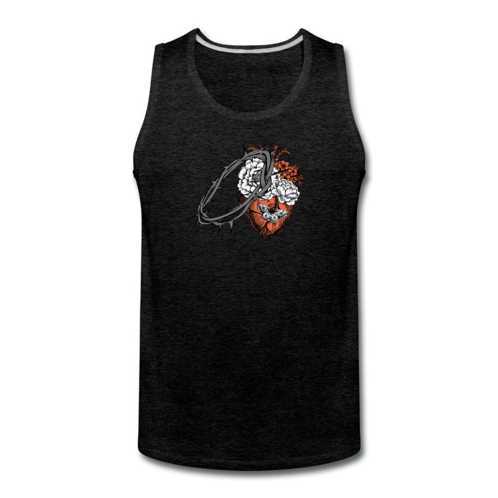 Heart for the Savior - Men’s Premium Tank - charcoal gray